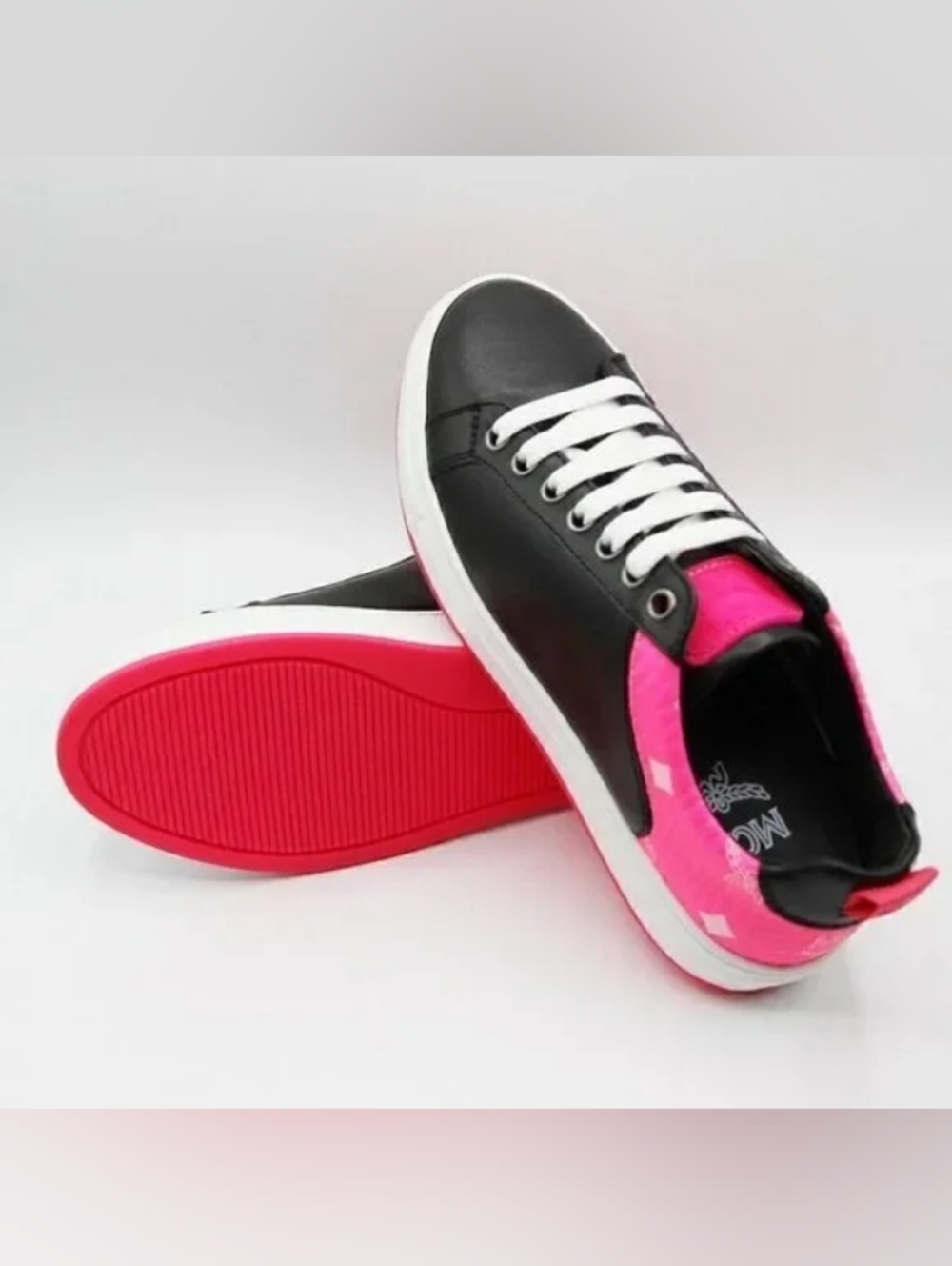 MCM Black Sneakers with Pink Accents